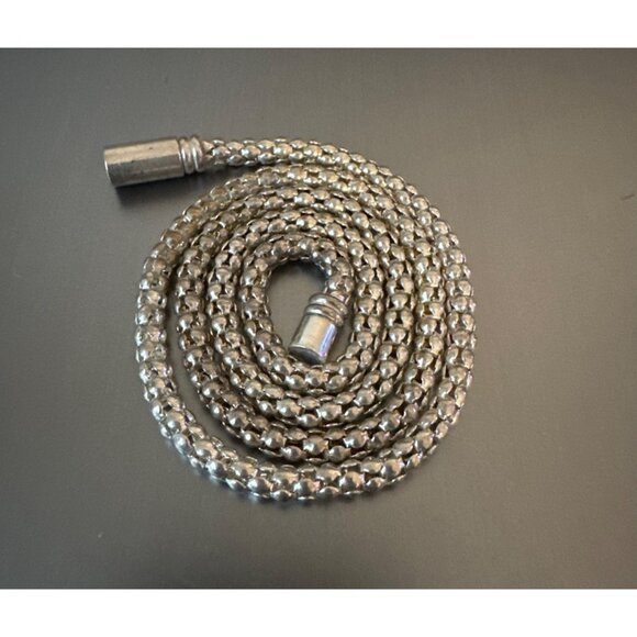 Vintage Retro Popcorn Rope Chain Necklace Silver Toned Magnetic Clasp - Picture 8 of 8